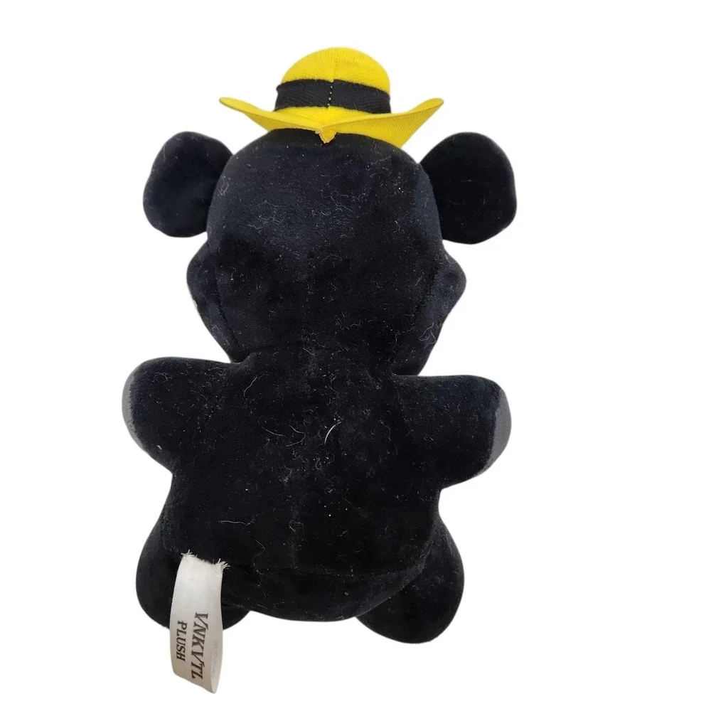 VNKVTL FNAF Black Monster Bear Plush Small Yellow Bow Tie Hat Stuffed Animal Toy